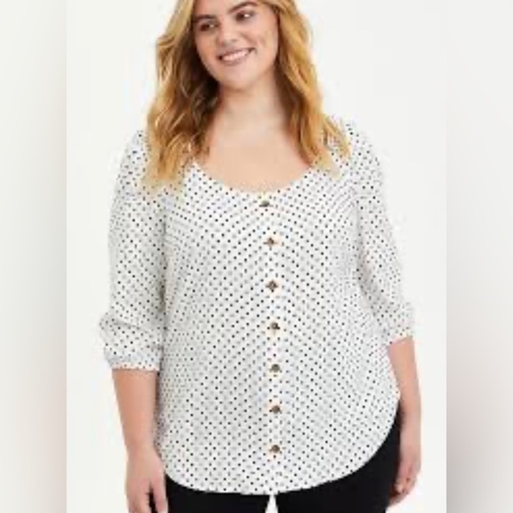 Torrid Black & White Polka Dot Women’s Blouse, Size 3–NWT!••• - Picture 1 of 14